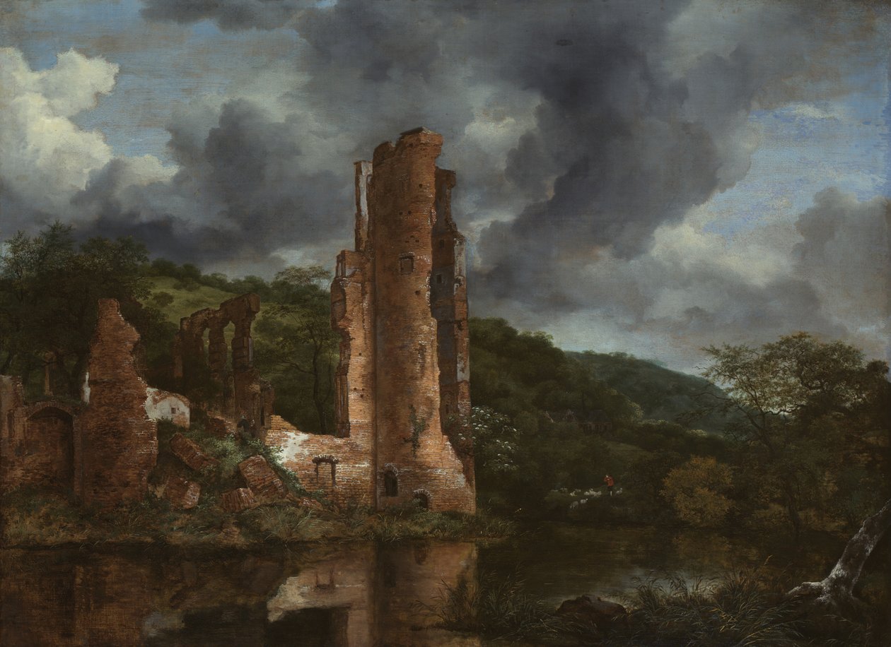 Paesaggio con le rovine del castello di Egmond, 1650-55 da Jacob van Ruisdael