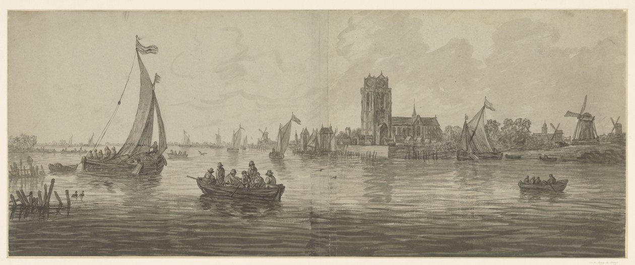 Veduta di Dordrecht da sud-ovest da Jacob van Strij