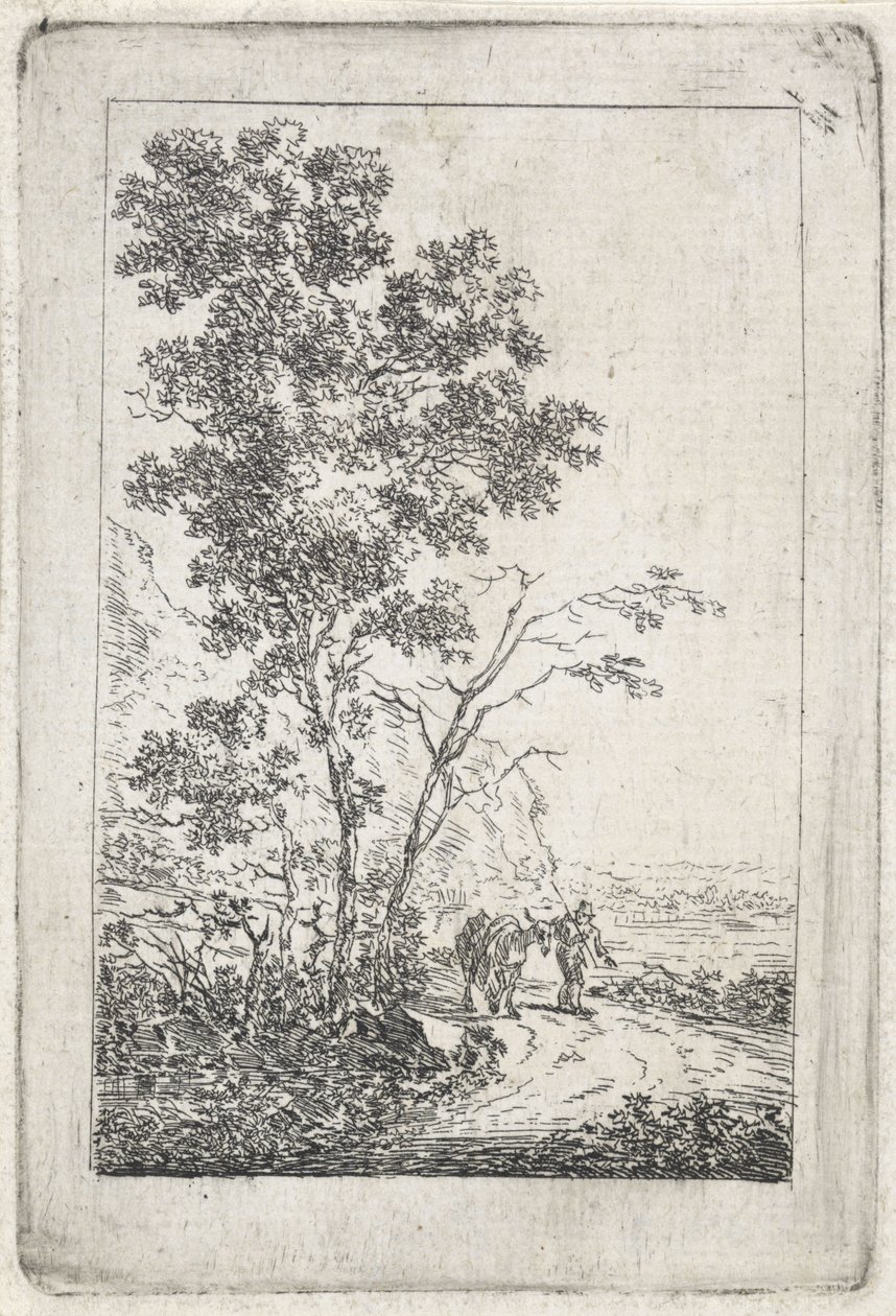 Uomo con asino in un paesaggio da Jacob van Strij