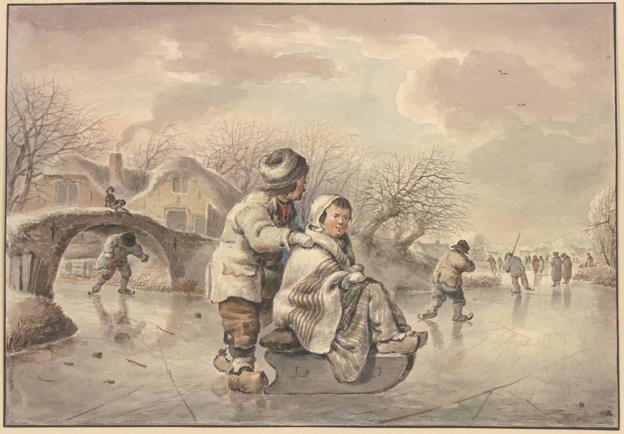Paesaggio invernale con pattinatori da Jacob van Strij