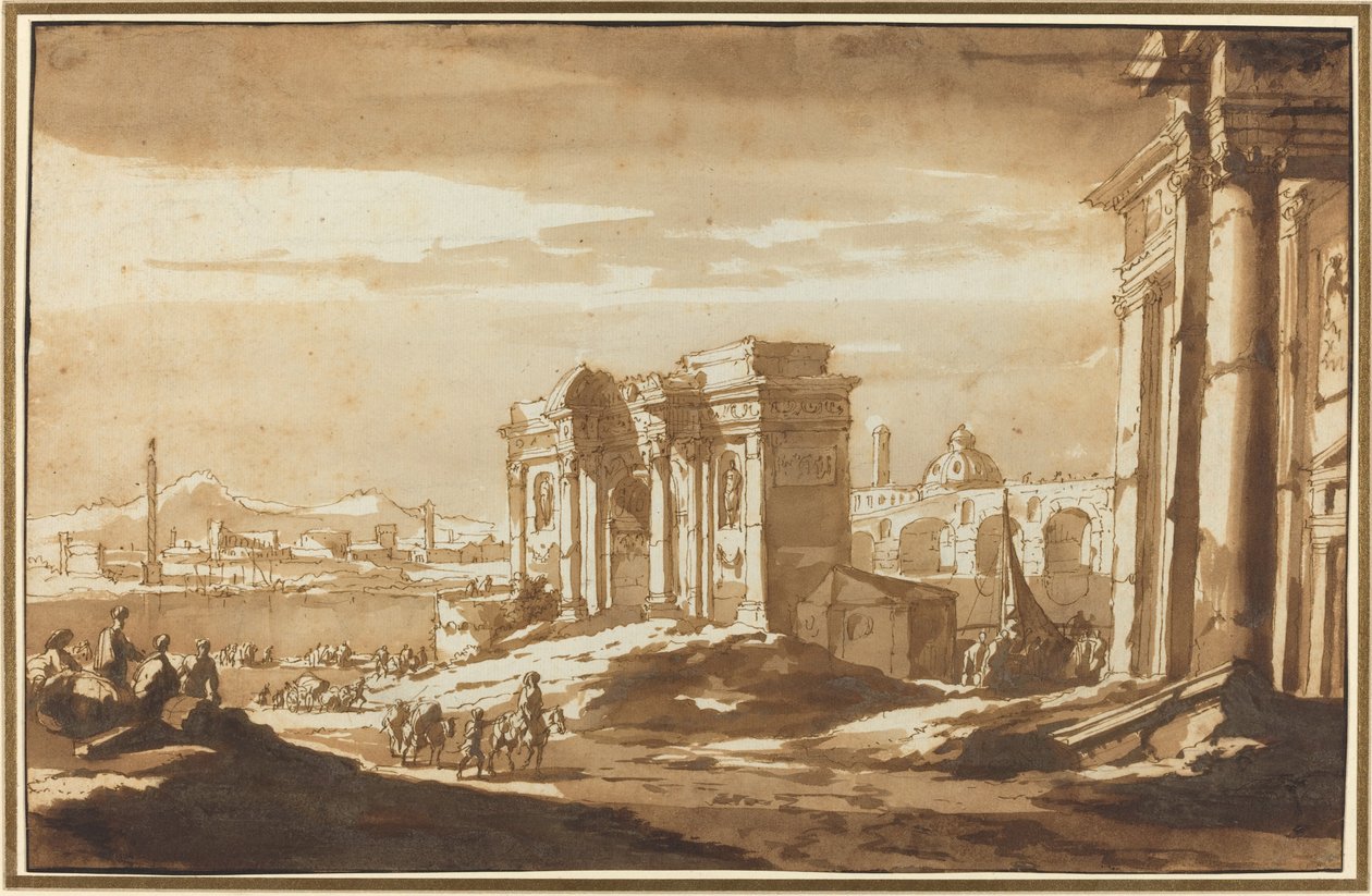 Una vista capriccio di rovine romane lungo il Tevere da Jacob van der Ulft