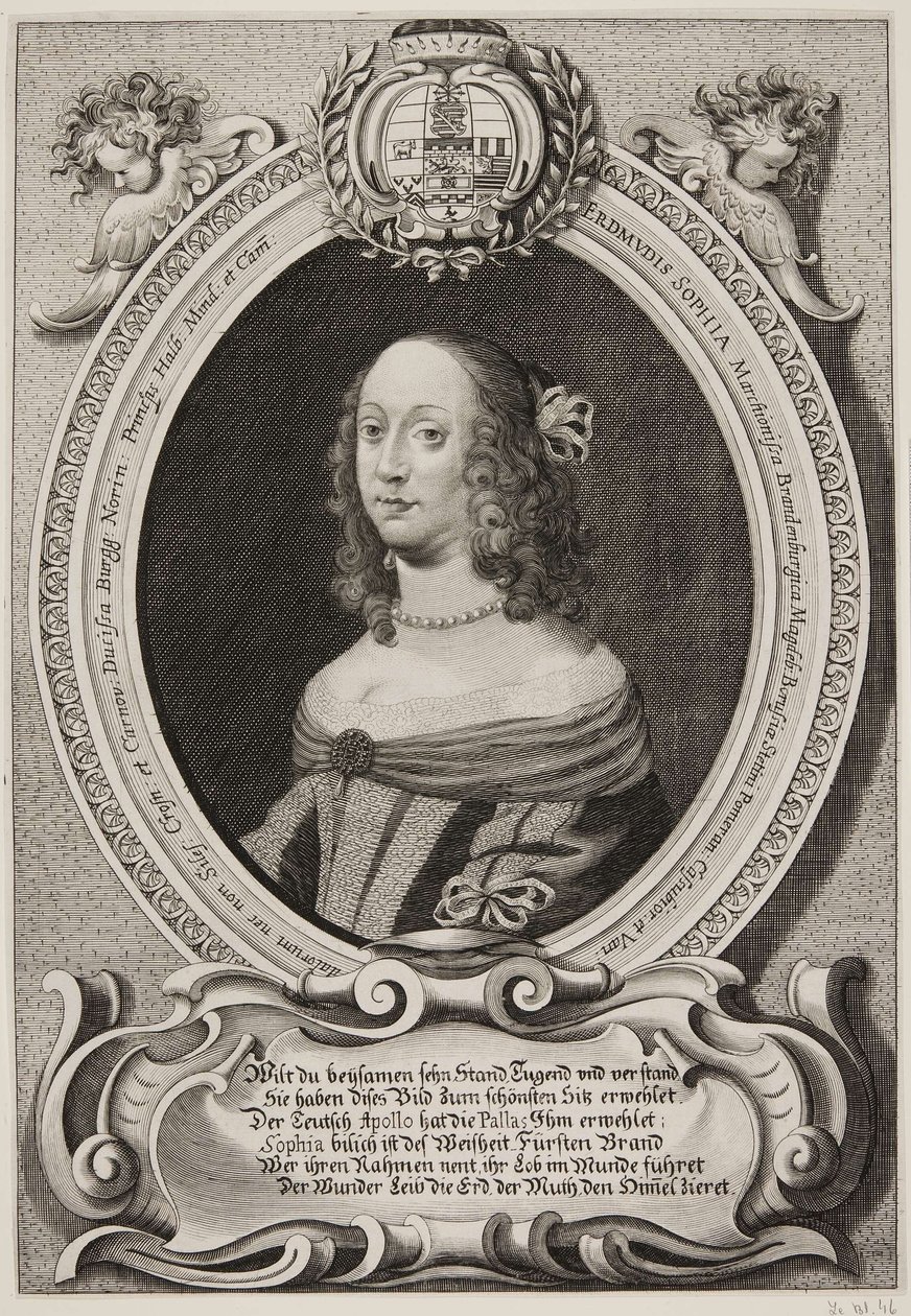 Tedesco: Erdmuthe Sophia, Margravia di Sassonia e Brandeburgo-Bayreuth da Jacob von Sandrart