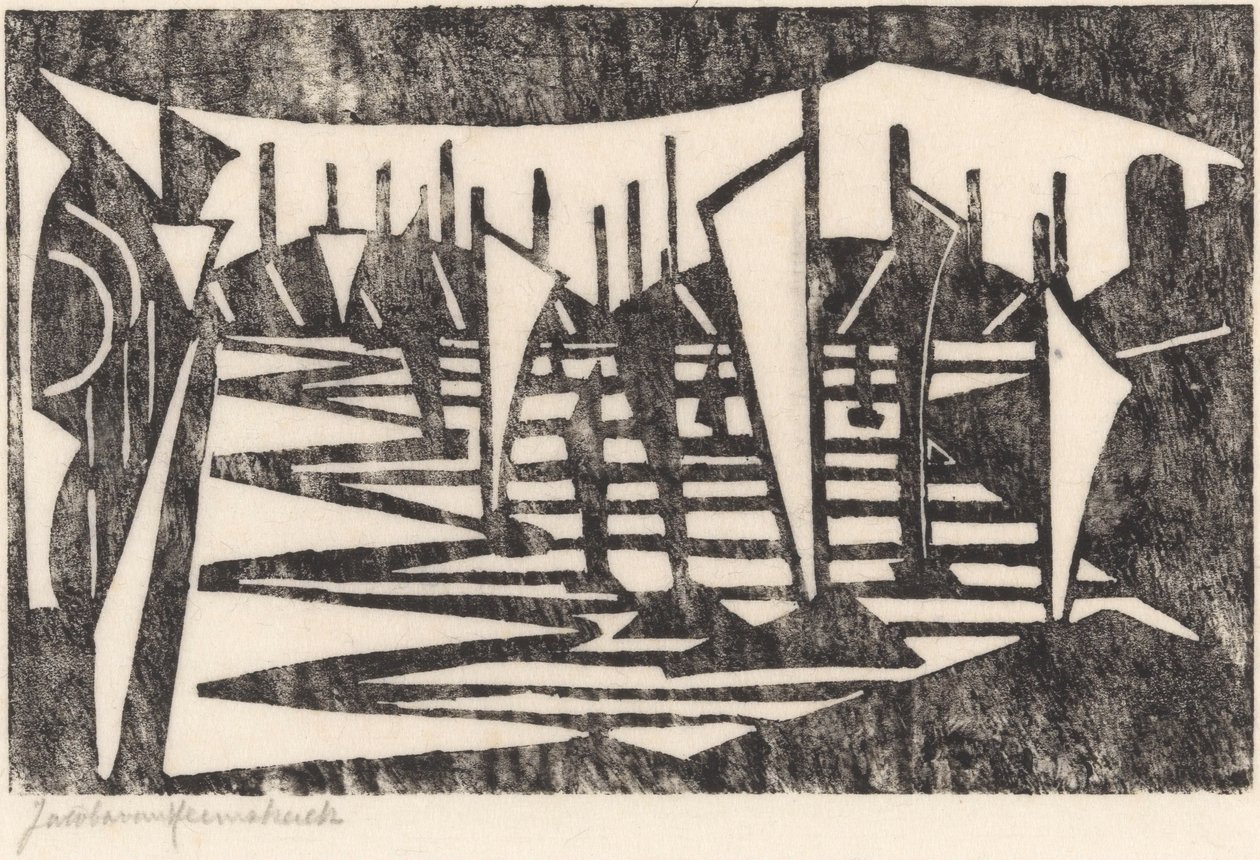 Composizione (Barche in un porto) da Jacoba van Heemskerck (signed by artist)