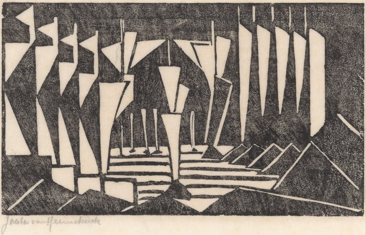 Composizione (Vele su un lago) da Jacoba van Heemskerck (signed by artist)
