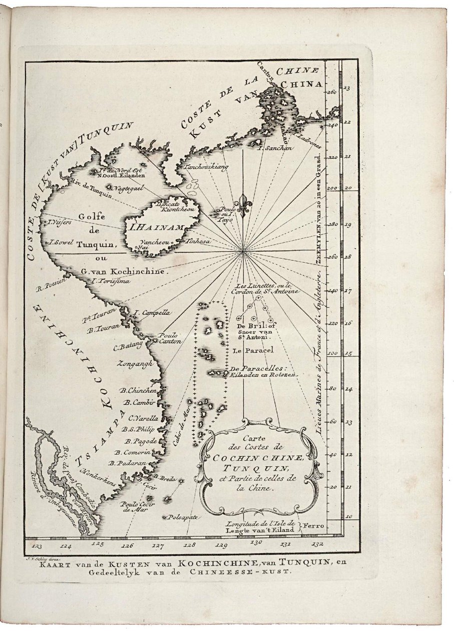 Mappa della costa di Tonchino e Cocincina da Jacobus van der Schley