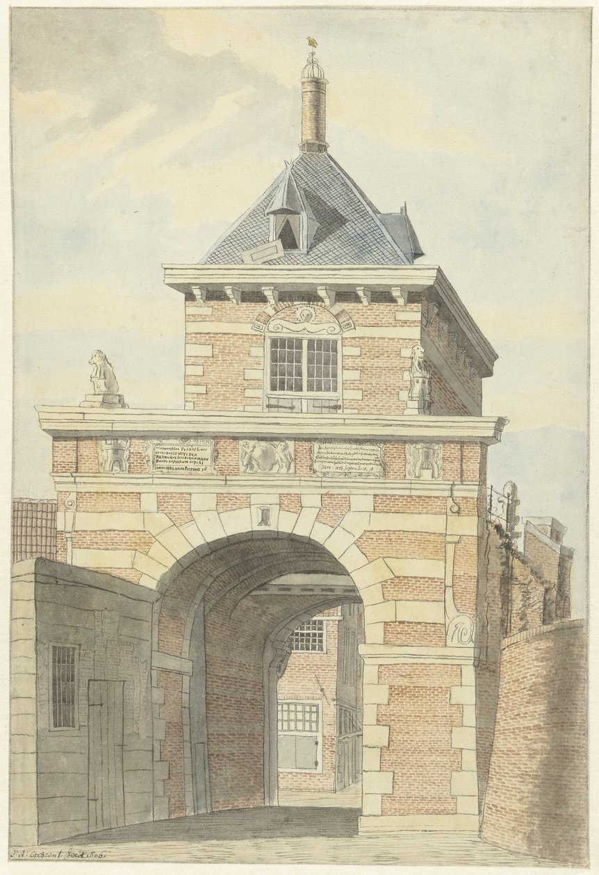 Veduta della vecchia Porta Frisona ad Alkmaar da Jacobus Andreas Crescent