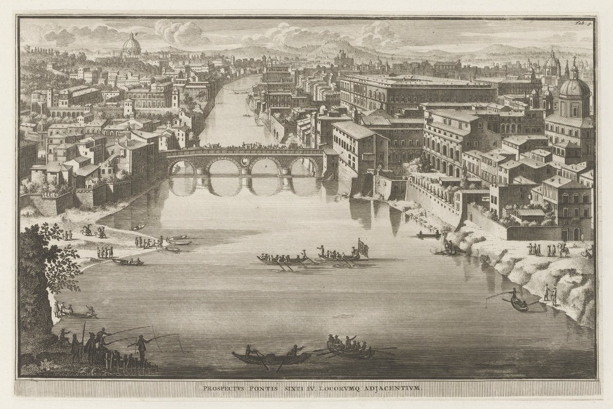 Veduta di Roma con il Ponte Sisto sul fiume Tevere da Jacobus Baptist