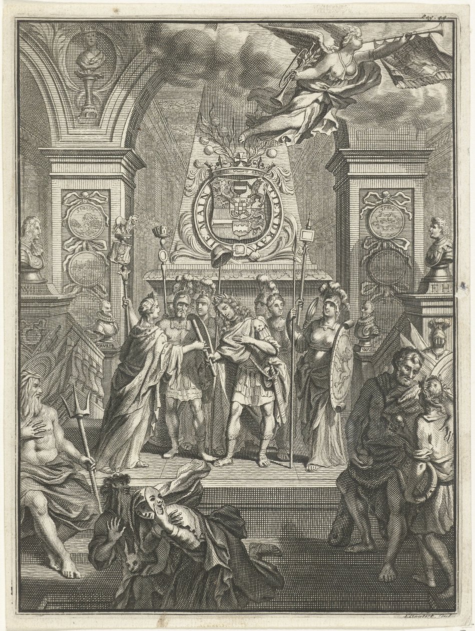 Maria Stuart consegna il bastone di comando a Guglielmo III da Jacobus Baptist