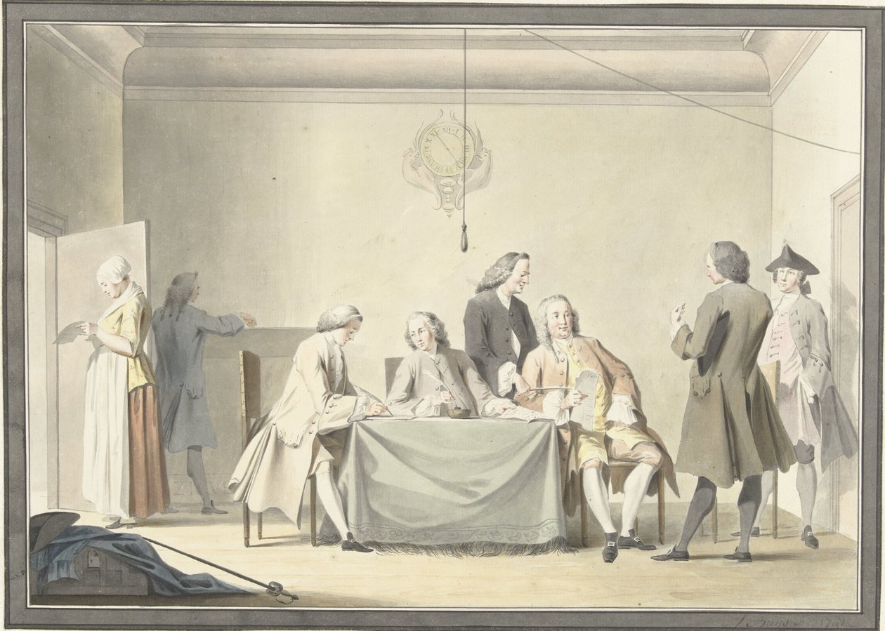 Seduta dei Commissari per la ricezione del Dono Liberale, o 50esimo penny, 12 settembre 1747 da Jacobus Buys (signed by artist)