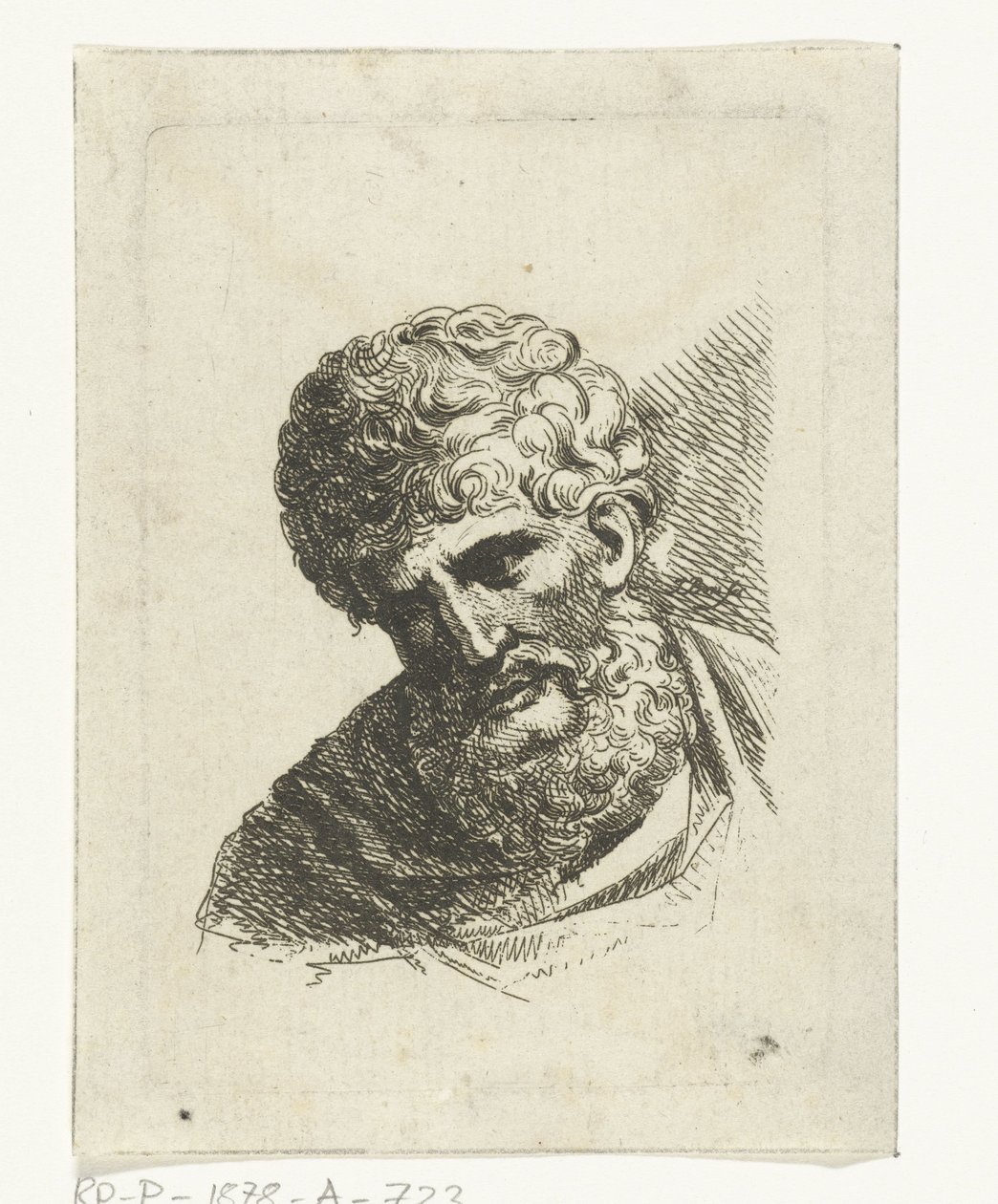 Busto di un uomo con capelli ricci e barba da Jacobus Buys
