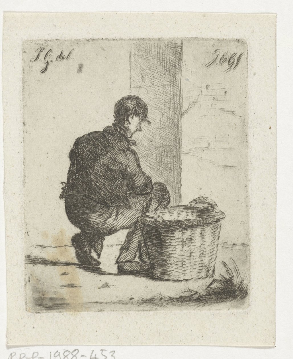 Stalliere con cesto di paglia da Jacobus Cornelis Gaal
