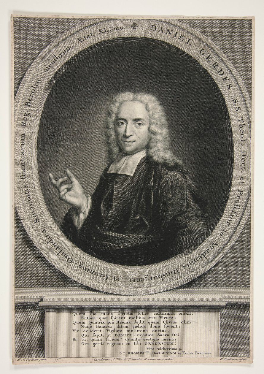 Ritratto di Daniel Gerdes, dopo J.M. Quinkhart da Jacobus Houbraken