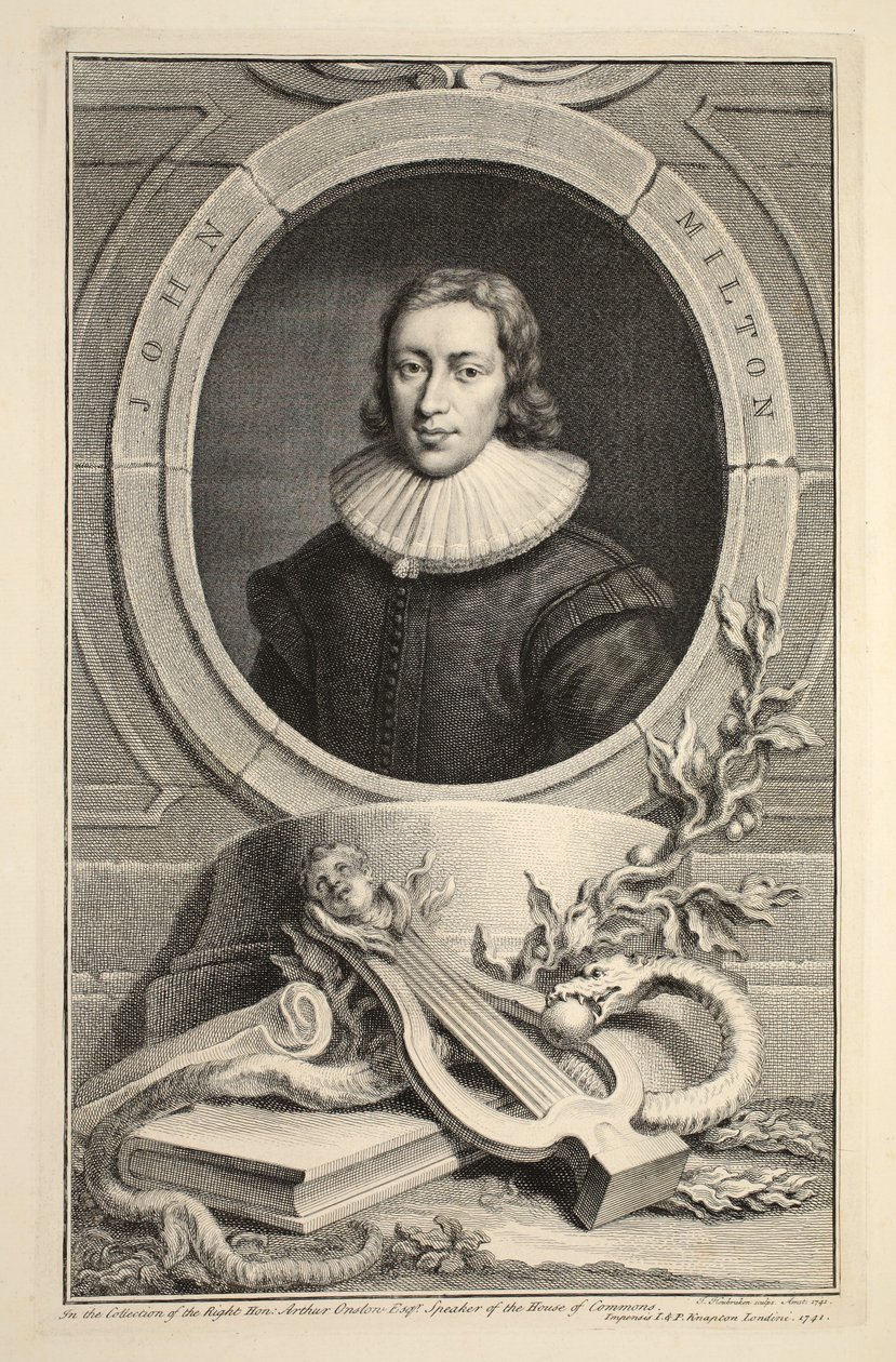 Ritratto di John Milton, illustrazione da 