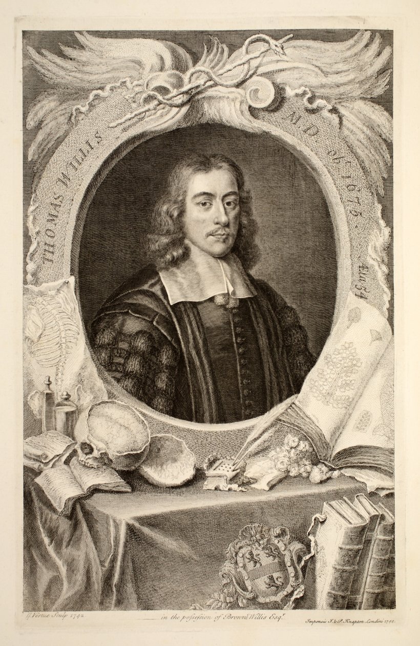 Ritratto di Thomas Willis, M.D., illustrazione da 
