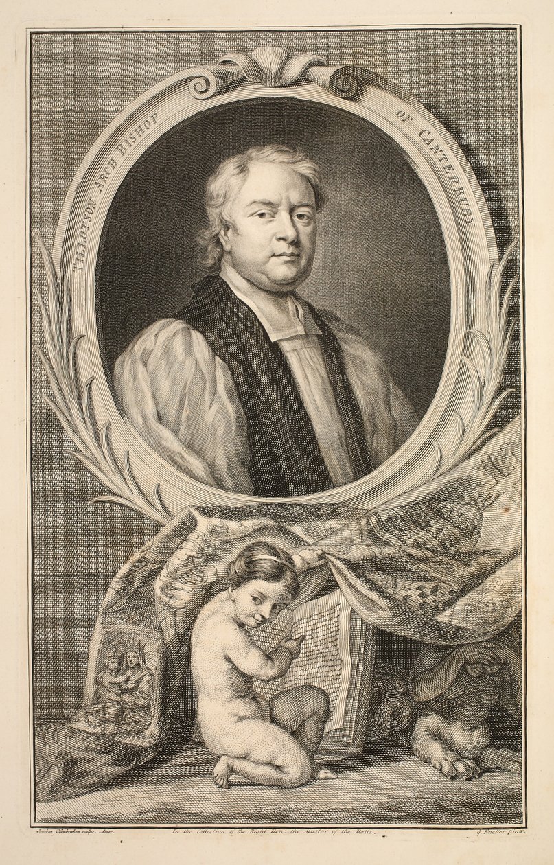 Ritratto di Tillotson, Arcivescovo di Canterbury, illustrazione da 