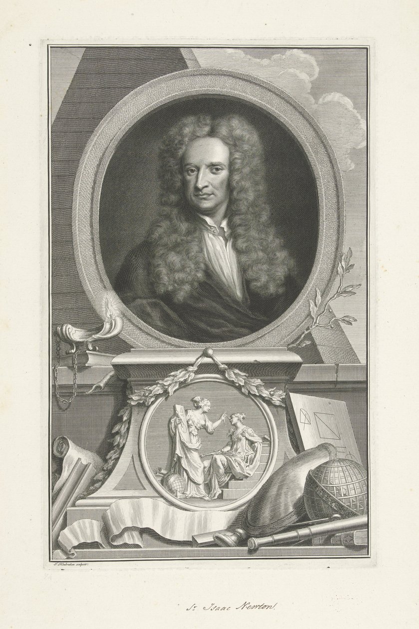 Sir Isaac Newton (1642-1726), fisico e matematico inglese da Jacobus Houbraken