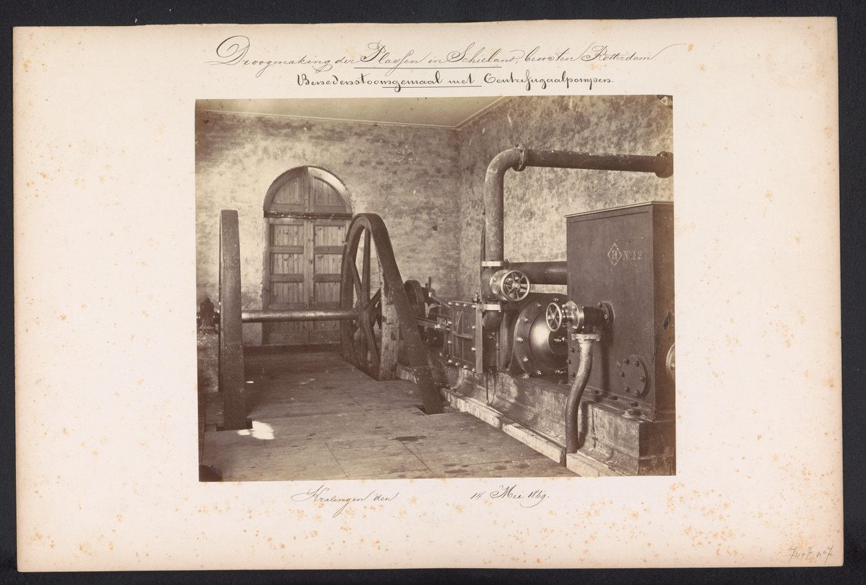 Stazione di pompaggio con pompe centrifughe / Kralingen il 14 maggio 1869 da Jacobus van Gorkom jr.