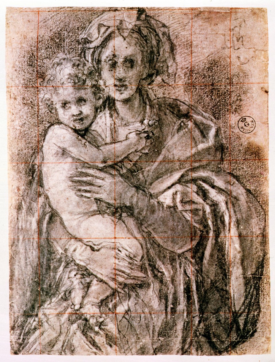 Studio per La Vergine e il Bambino con San Giuseppe e Giovanni Battista, 1521-27 (dettaglio) da Jacopo Pontormo
