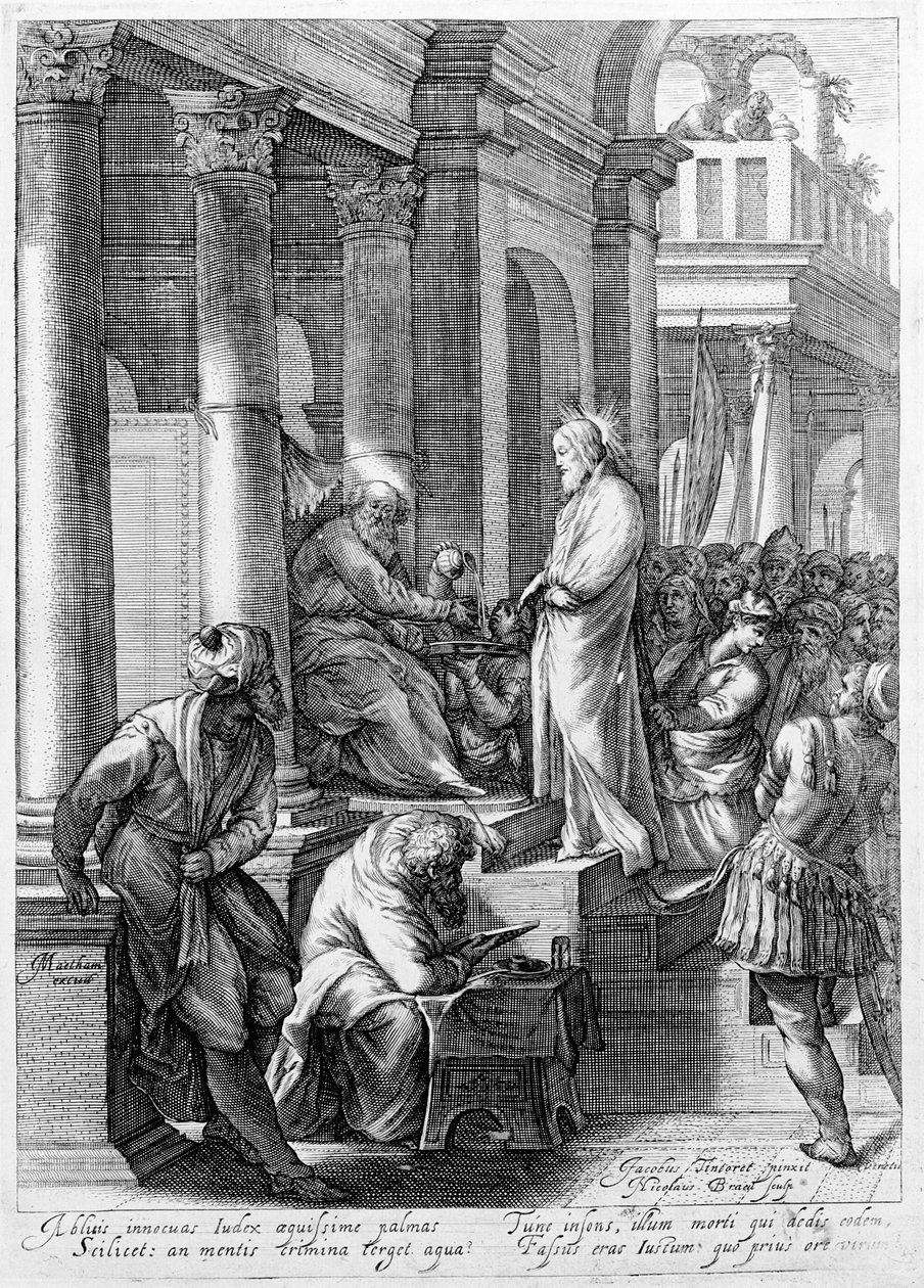 Cristo davanti a Pilato, inciso da Nicolaes Braeu da Jacopo Robusti Tintoretto