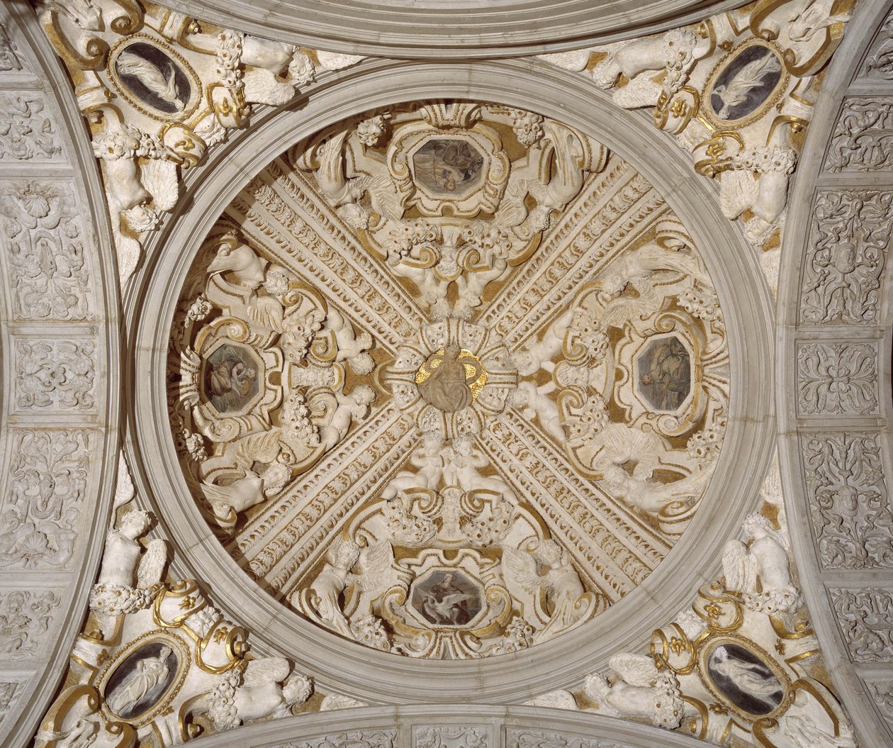 (dettaglio) del soffitto nella Galleria Sansovino, Venezia, c.1537 da Jacopo (1486 1570) Sansovino