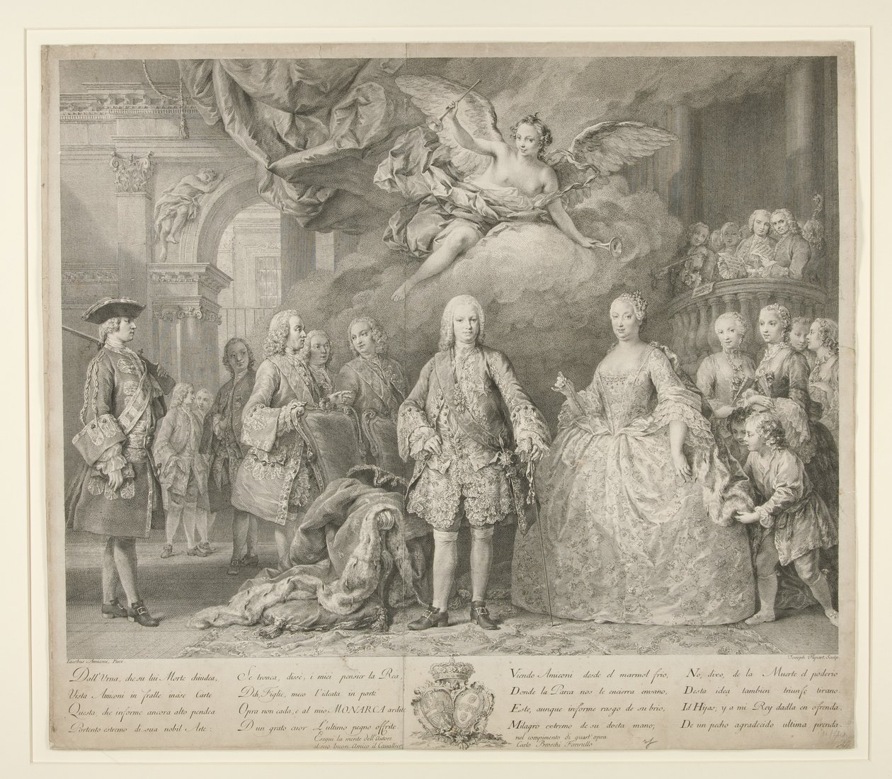 Ferdinando VI e la sua regina Maria Barbara di Braganza con Scarlatti e il celebre castrato italiano Farinelli da Jacopo (after) Amigoni