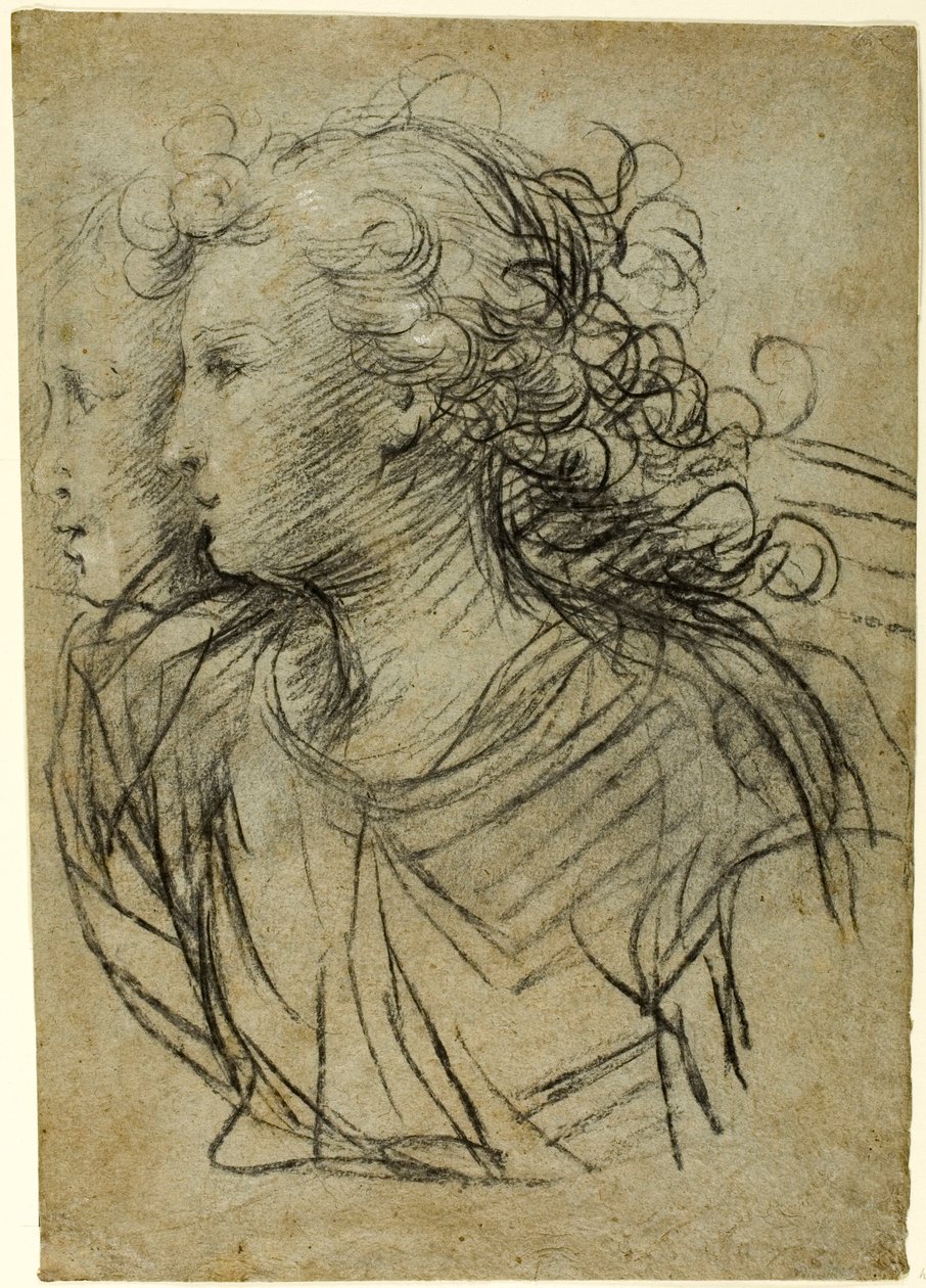 Vista a mezzo busto di una donna di profilo a sinistra (recto); Vista a mezzo busto di una figura di tre quarti di profilo (verso) da Jacopo Confortini