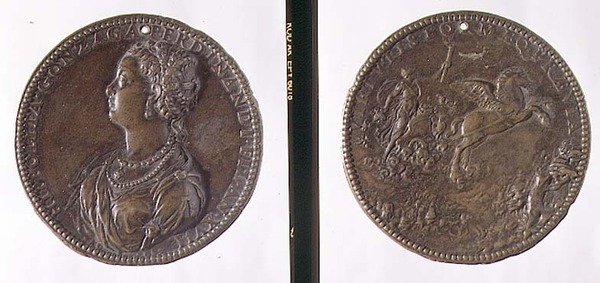 Medaglia ritratto, recto raffigurante Ippolito Gonzaga, verso possibilmente raffigurante Giunone sul suo carro (bronzo) da Jacopo Nizzola da Trezzo