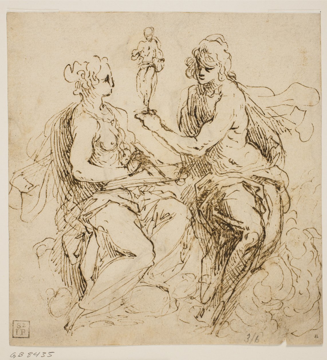 Personificazioni della Pittura e della Scultura sedute sulle Nuvole da Jacopo Palma