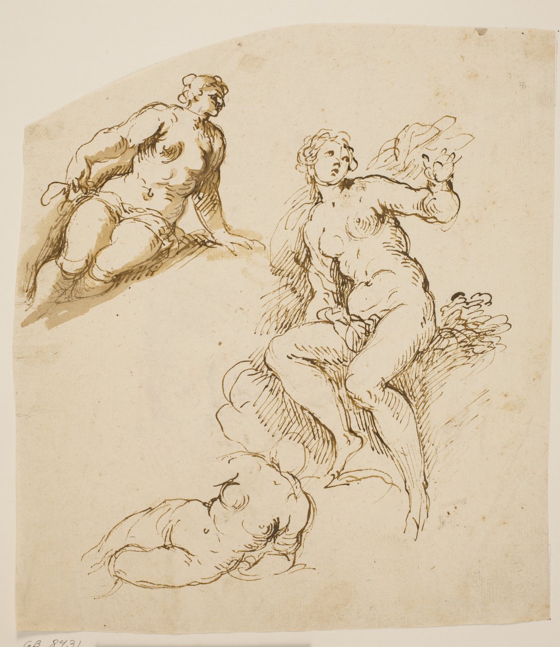 Studi per una donna seduta e due donne prostrate da Jacopo Palma