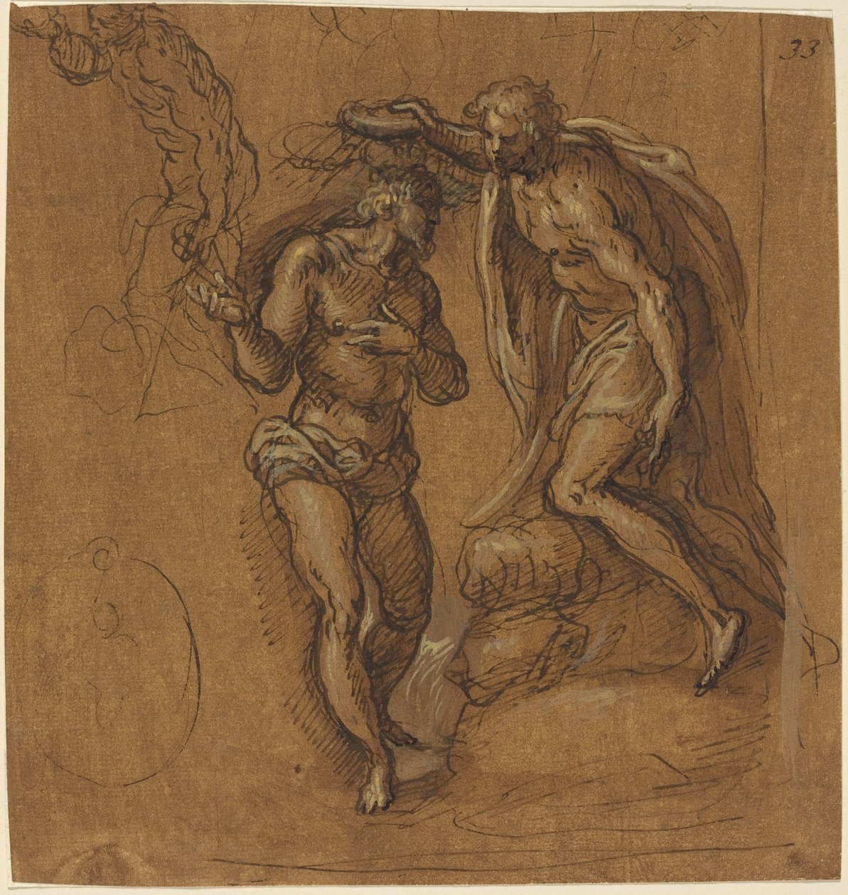 Schizzo per un Battesimo di Cristo da Jacopo Palma il Giovane