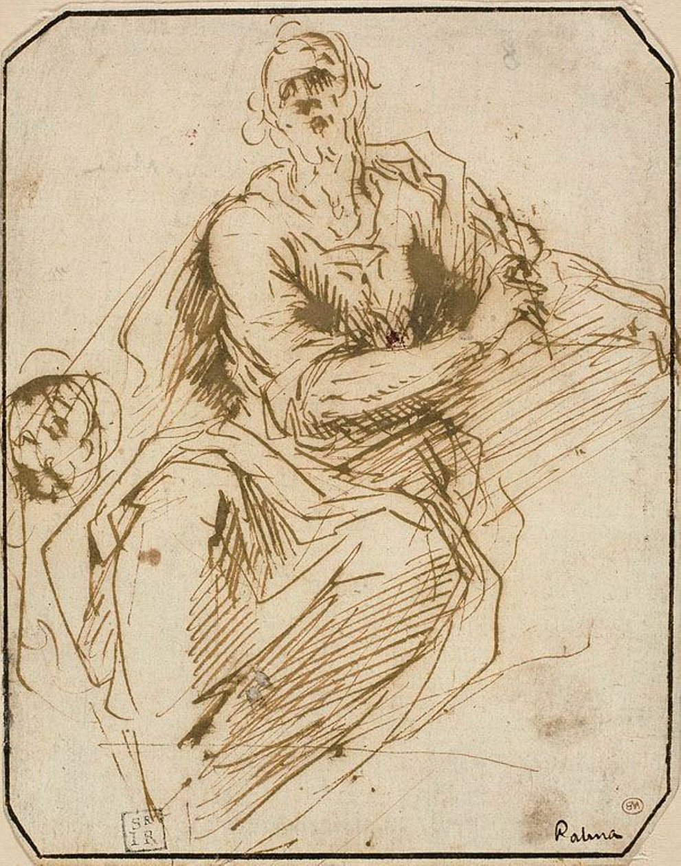 Studio per San Marco (recto); Schizzo di figura maschile a mezzo busto, guardando verso l