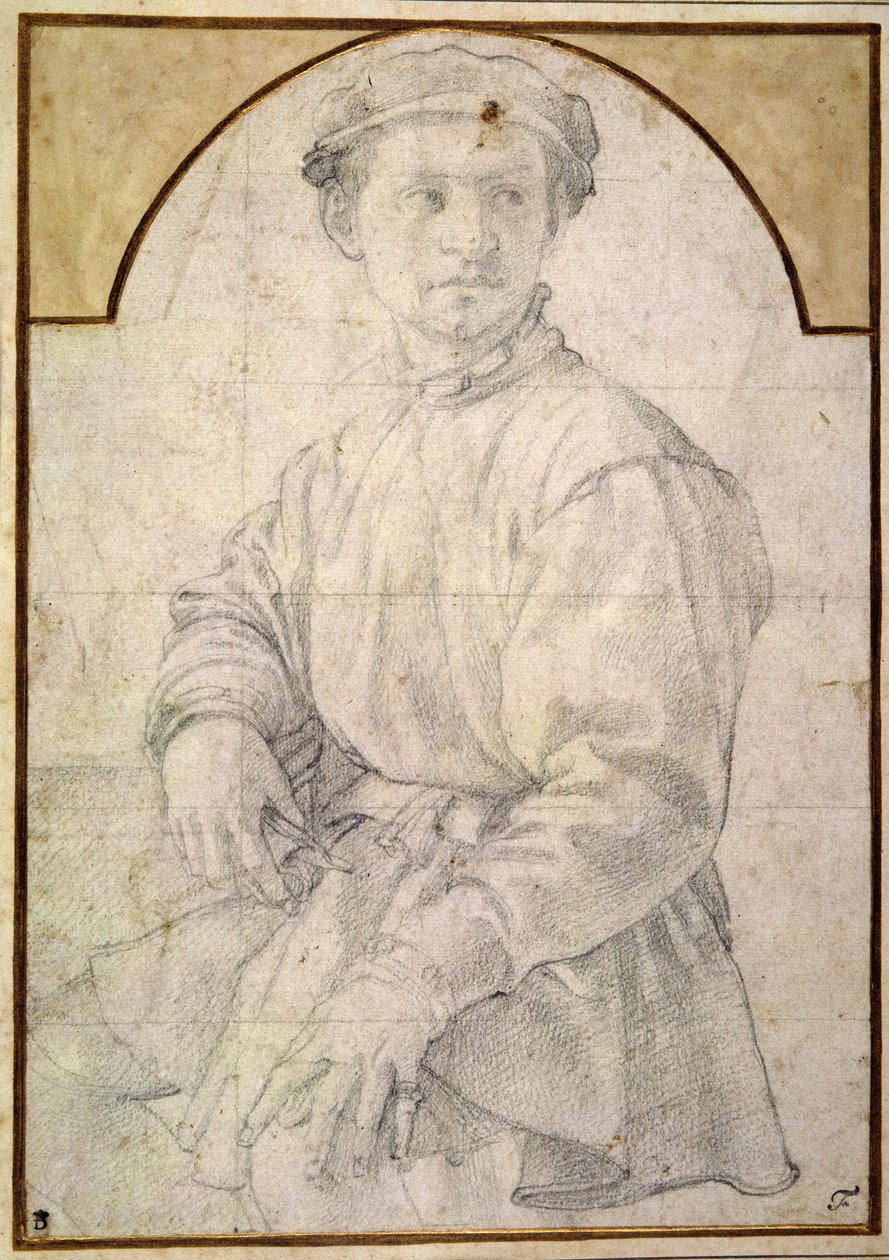 Un giovane seduto con un berretto da Jacopo Pontormo