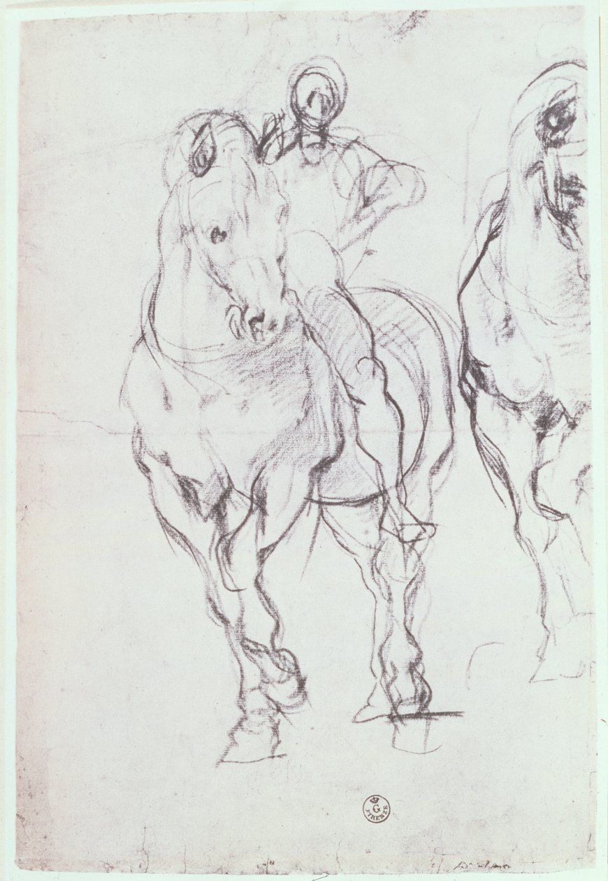 Studio di un cavaliere per Gli Israeliti che dissetano la loro sete nel deserto da Jacopo Pontormo