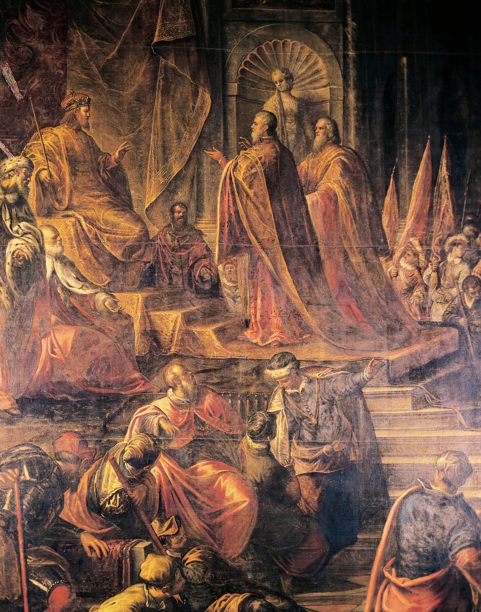 Ambasciatori del papa e dei veneziani che implorano invano la pace a Barbarossa, di Jacopo Tintoretto e la sua bottega, Sala del Maggior Consiglio, Palazzo Ducale, Venezia, Italia da Jacopo Robusti Tintoretto