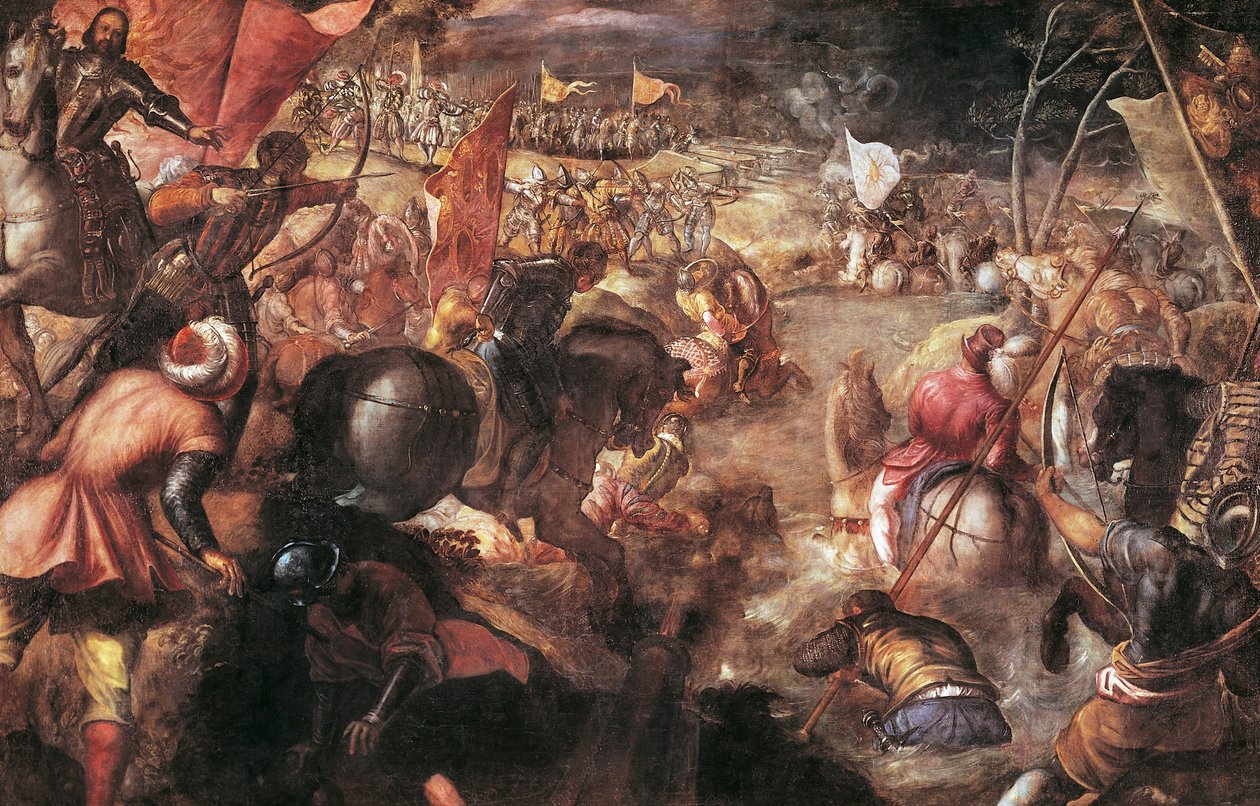 Francesco II Gonzaga nella battaglia di Taro contro Carlo VIII di Francia nel 1495 da Jacopo Robusti Tintoretto