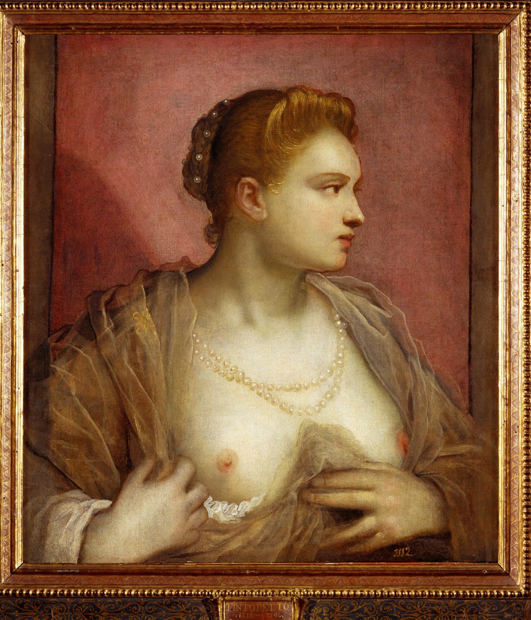 Signora che espone il seno; forse la famosa cortigiana veneziana Veronica Franco ... (dipinto su tela) da Jacopo Robusti Tintoretto