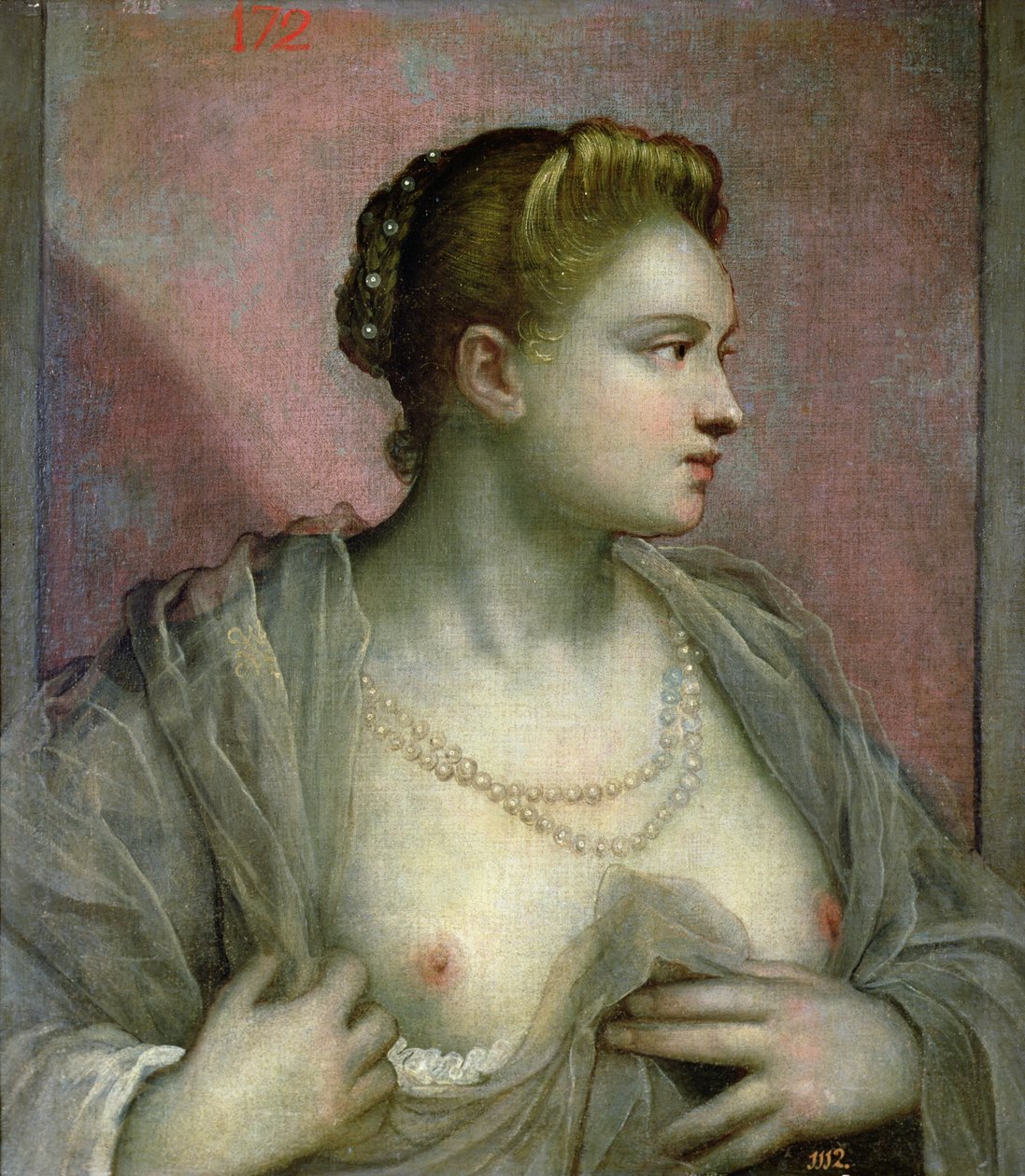 Ritratto di una donna che rivela i suoi seni, c.1570 da Jacopo Robusti Tintoretto