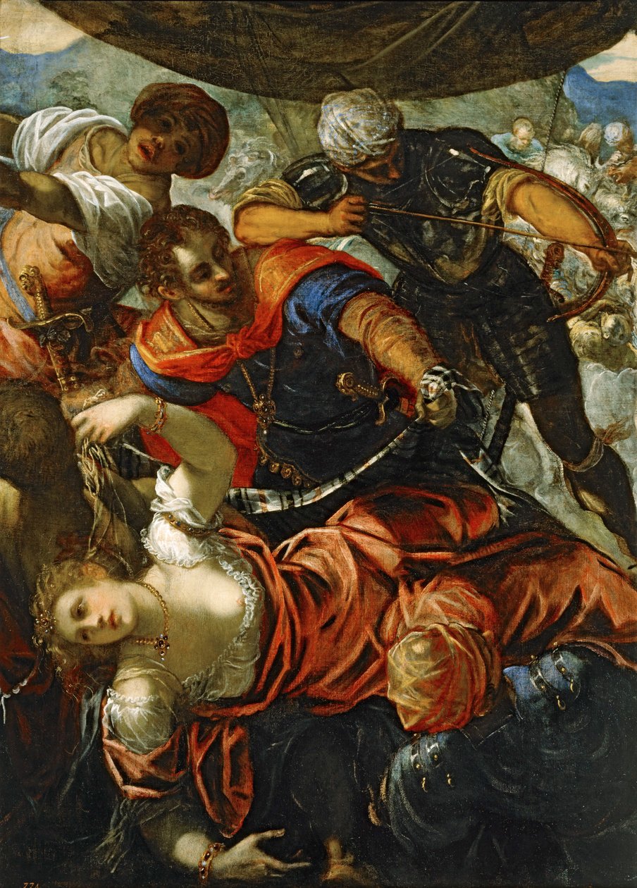 Scena di una battaglia tra turchi e cristiani... (dipinto su tela) da Jacopo Robusti Tintoretto