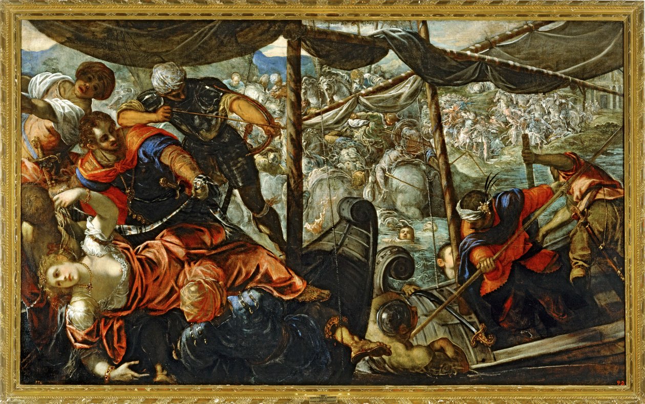 Scena di una battaglia tra turchi e cristiani... (dipinto su tela) da Jacopo Robusti Tintoretto