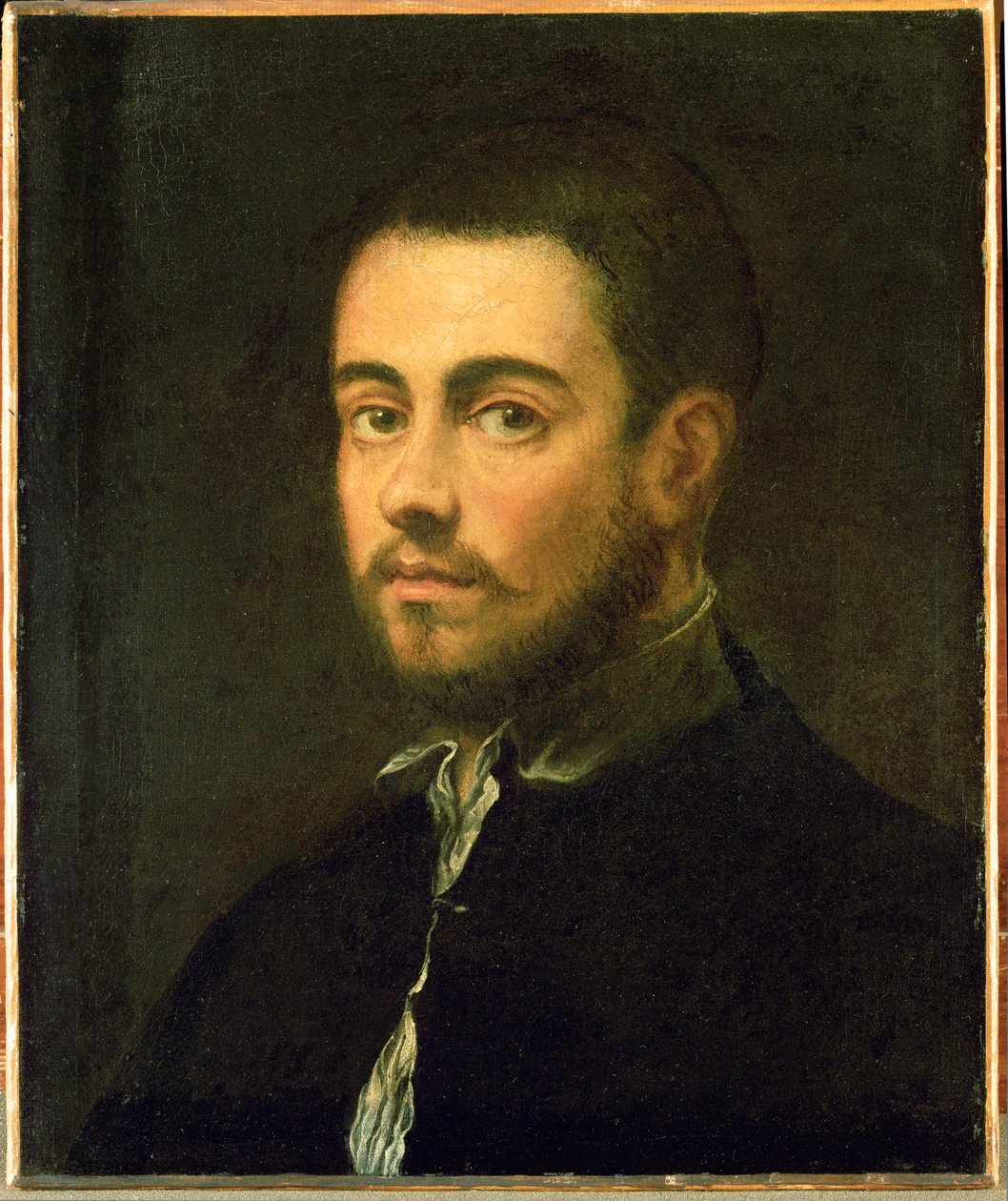 Giovane uomo con barba... (olio su tela) da Jacopo Robusti Tintoretto