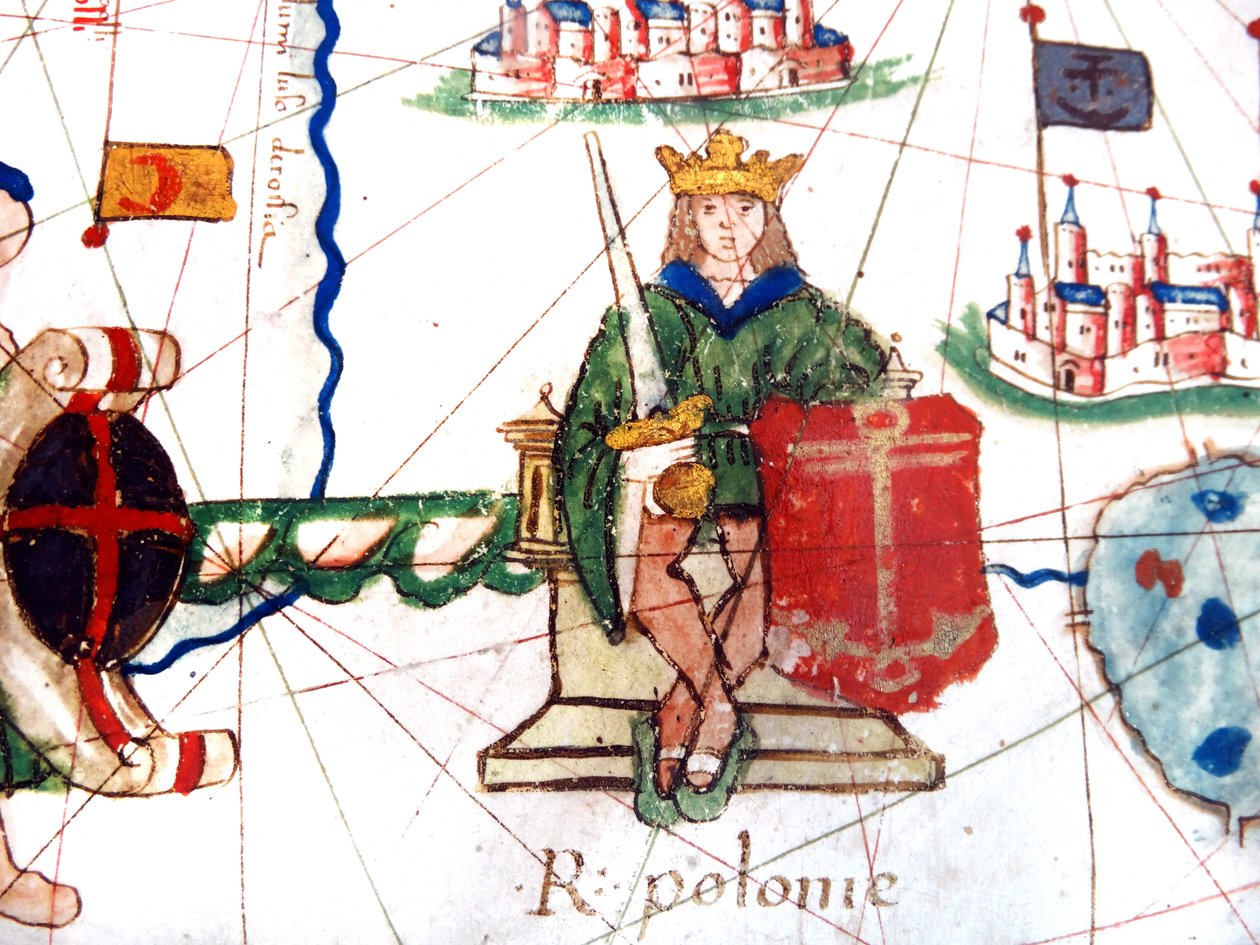 (dettaglio) del Re di Polonia da una mappa rinascimentale dell