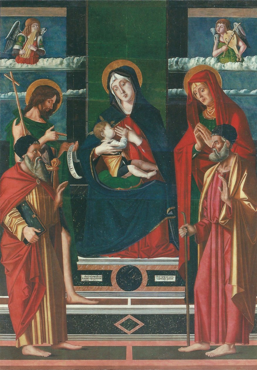 Pala di Jacopo da Valenza Titolo/i alternativo/i:   Madonna con il Bambino e i santi Giuseppe, Giovanni Battista, Gioacchino e Anna da Jacopo da Valenza