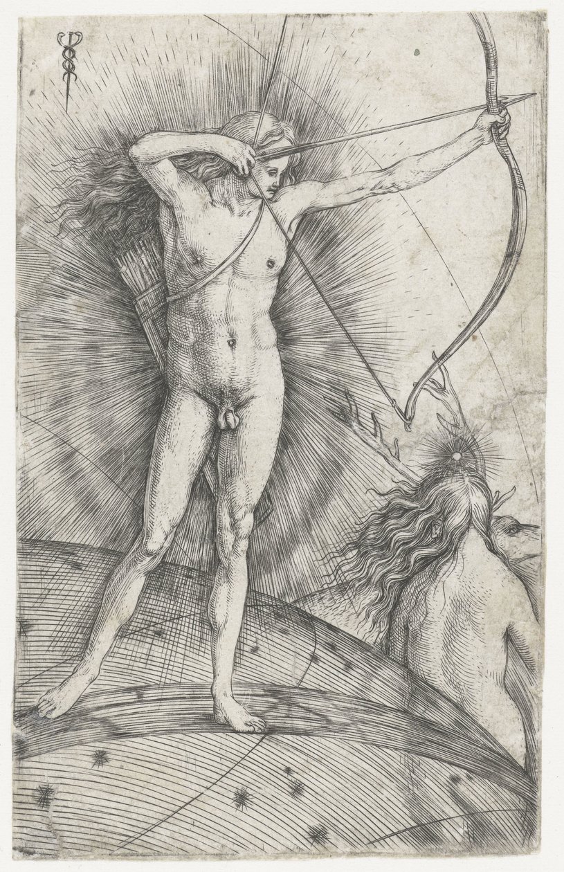 Apollo con arco e frecce su globo celeste e Diana con cervo da Jacopo de