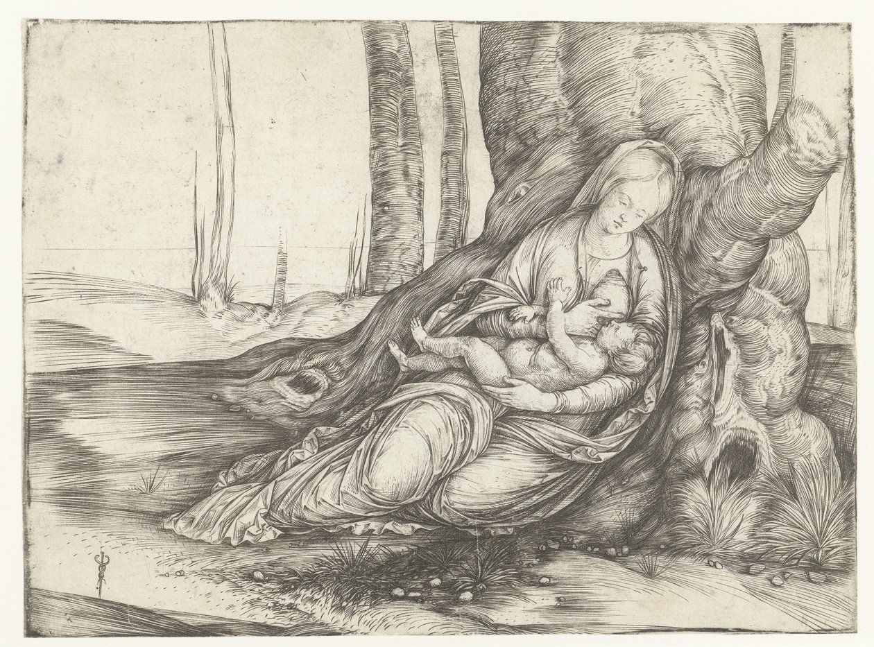 Maria con bambino al seno seduta ai piedi di un albero da Jacopo de