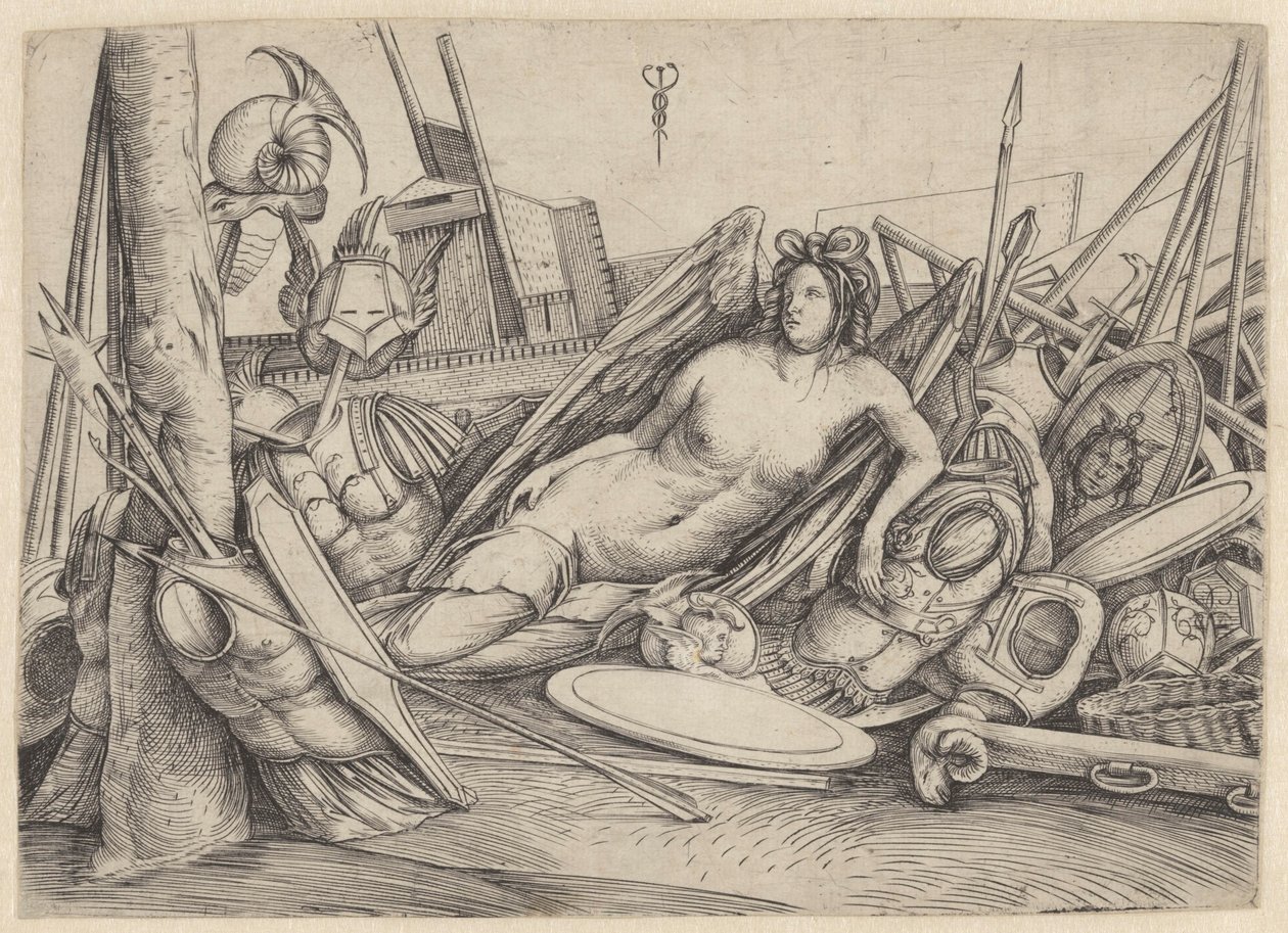 Vittoria riposante tra trofei di guerra da Jacopo de