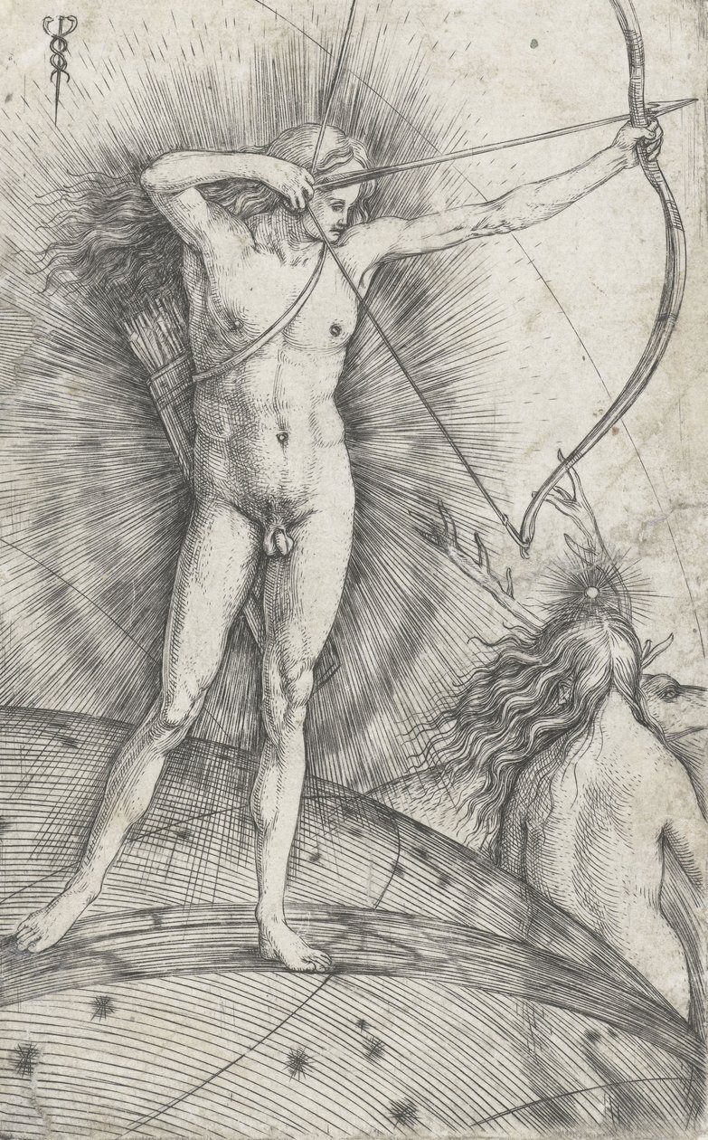 Apollo con arco e freccia sul globo celeste e Diana con cervo, 1503-5 da Jacopo de Barbari