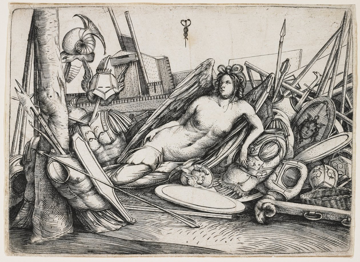 Vittoria reclinata tra i trofei da Jacopo de Barbari