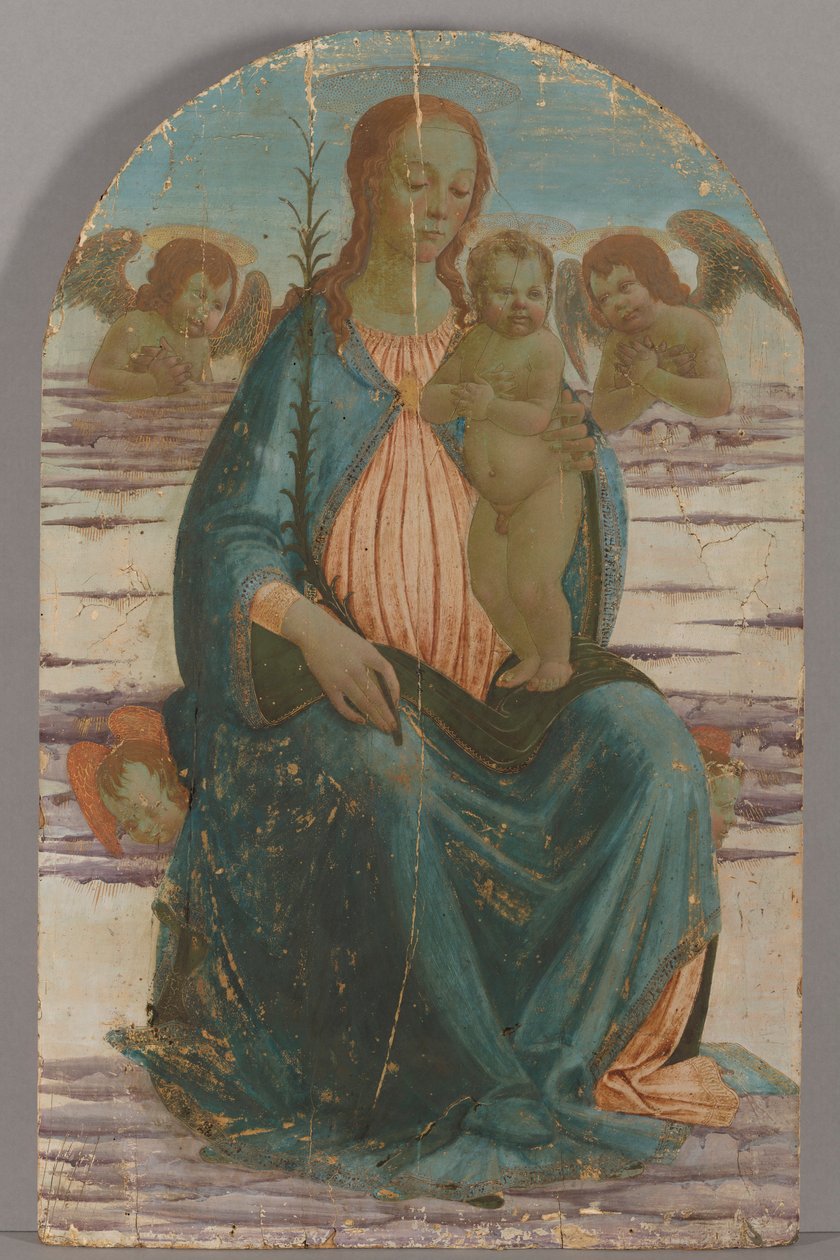 Vergine e Bambino con angeli seduti sulle nuvole da Jacopo del Sellaio