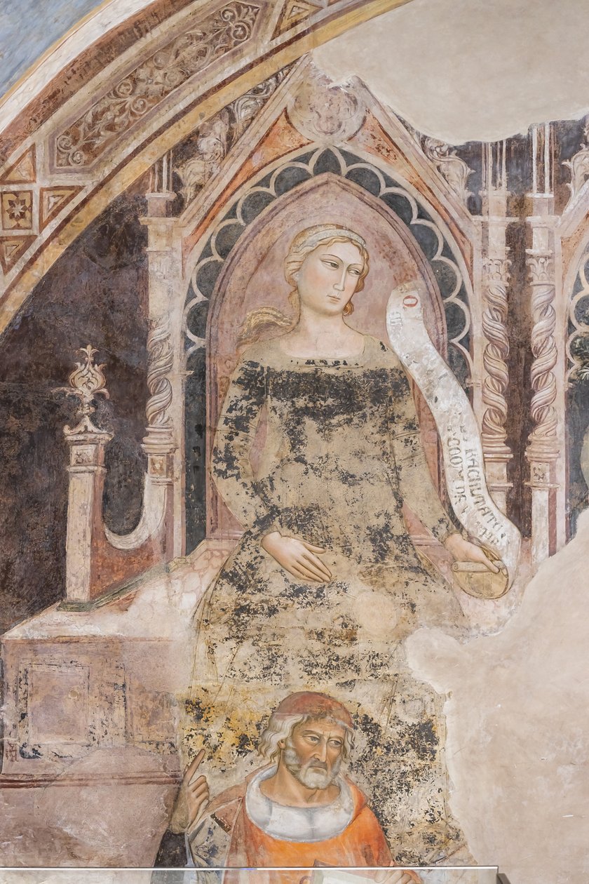 Allegoria della Retorica, sotto il suo rappresentante ideale, probabilmente Isocrate o Demostene da Jacopo di Cione
