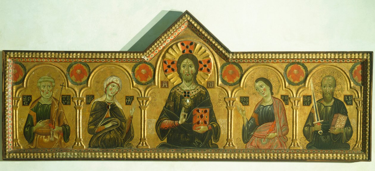 Il Redentore con la Madonna e tre Santi, di Meliore Toscano o Meliore di Jacopo (ca 1255-1285), tempera e oro su tavola, 85x210 cm, (dettaglio) da Jacopo di Meliore